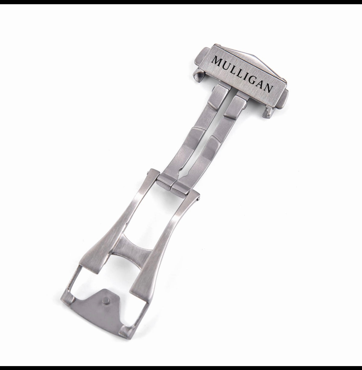 Brushed steel deployant clasp engraved Mulligan